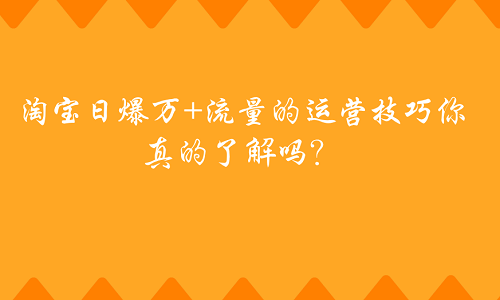 <b>淘宝代运营：上万的流量运营技巧你真的了解吗</b>