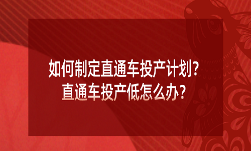 <b>如何制定直通车投产计划？直通车投产低怎么办？</b>